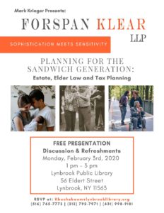 Planning for the Sandwich Generation: Estate, Elder Law and Tax Planning @ Lynbrook Public Library